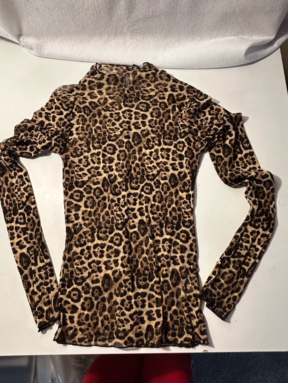 New In Leopard Print Mesh Long Sleeve